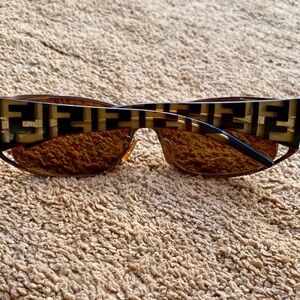 Vintage Fendi Tortoise Zucca Sunglasses with Rose Gold Accents
